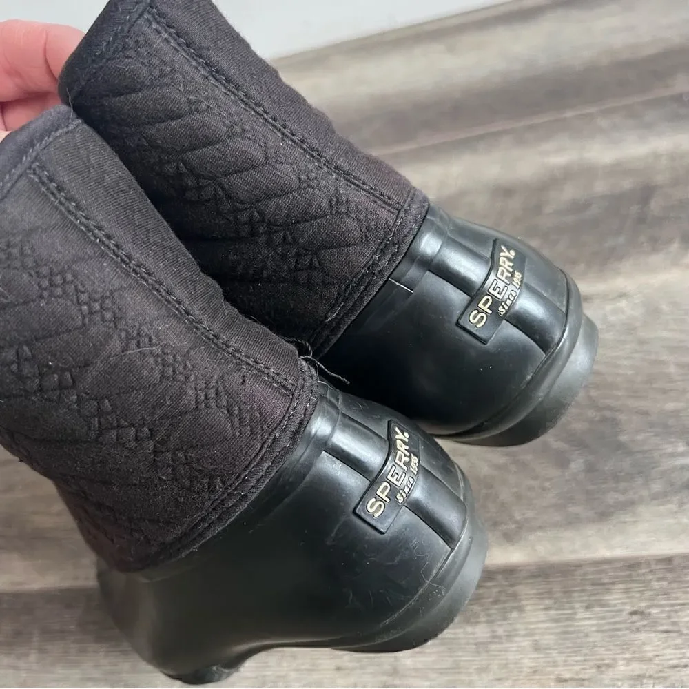 Sperry Saltwater Nylon Quilted Shaft Duck Boots Black Size 8